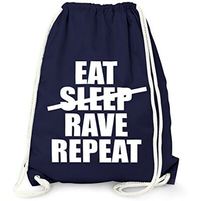 MoonWorks cooler Techno Turnbeutel, Eat Sleep Rave Repeat, Party Festival Beutel Tasche aus stabiler Baumwolle, Gymbag Navy unisize MoonWorks cooler Techno Turnbeutel, Eat Sleep Rave Repeat, Party Festival Beutel Tasche aus stabiler Baumwolle, Gymbag Navy unisize