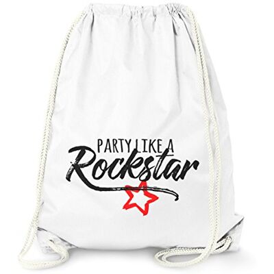 MoonWorks Turnbeutel Party Like a Rockstar Party Beutel Tasche Gymbag Weiss unisize MoonWorks Turnbeutel Party Like a Rockstar Party Beutel Tasche Gymbag Weiss unisize