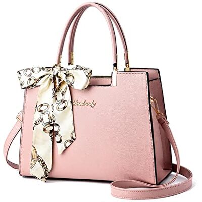 NICOLE & DORIS Elegante Handtaschen Damen Shopper Schultertasche Tote Handtasche PU Leder Mittelgroß Tasche mit Griff Frauen Umhängetasche mit Drei Fächern Rosa NICOLE & DORIS Elegante Handtaschen Damen Shopper Schultertasche Tote Handtasche PU Leder Mittelgroß Tasche mit Griff Frauen Umhängetasche mit Drei Fächern Rosa