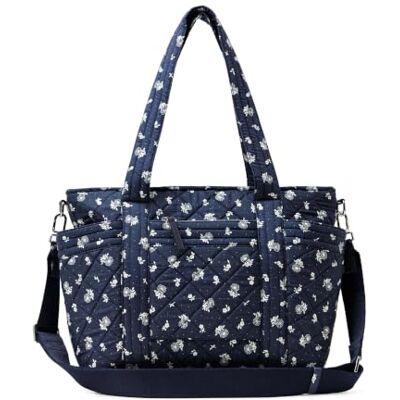 Amazon Damen Quilted Cotton Tote Handbag, Marineblau mit Blumenmuster, Einheitsgröße Amazon Damen Quilted Cotton Tote Handbag, Marineblau mit Blumenmuster, Einheitsgröße