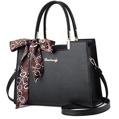 NICOLE & DORIS Elegante Handtaschen Damen Shopper Schultertasche Tote Handtasche PU Leder Mittelgroß Tasche mit Griff Frauen Umhängetasche mit Drei Fächern Schwarz NICOLE & DORIS Elegante Handtaschen Damen Shopper Schultertasche Tote Handtasche PU Leder Mittelgroß Tasche mit Griff Frauen Umhängetasche mit Drei Fächern Schwarz