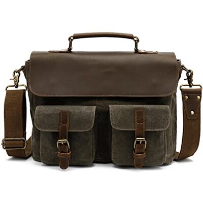 FANDARE Retro Umhängetasche Handtasche Tragetasche Schultertasche Herrentasche Segeltuch Leder Kuriertasche Messenger-Bags Aktentasche für Arbeit Reise Schule Hochschule Arbeit SchulranzenGrün FANDARE Retro Umhängetasche Handtasche Tragetasche Schultertasche Herrentasche Segeltuch Leder Kuriertasche Messenger-Bags Aktentasche für Arbeit Reise Schule Hochschule Arbeit SchulranzenGrün