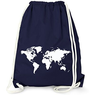 MoonWorks Turnbeutel, Weltkarte World Map, Hipster Beutel Tasche Sportbeutel Gymsac Gymbag Navy unisize MoonWorks Turnbeutel, Weltkarte World Map, Hipster Beutel Tasche Sportbeutel Gymsac Gymbag Navy unisize
