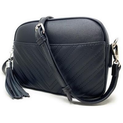 lola mae Quilted Crossbody Bag, Trendy Design Shoulder Purse (Black-Silver hardware) lola mae Quilted Crossbody Bag, Trendy Design Shoulder Purse (Black-Silver hardware)