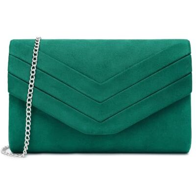 Milisente Abendtasche für Damen, Veloursleder, Umschlagtasche, Abend-börsen, Crossbody-Schulter-Clutch, Grün (808 Grün), Medium Milisente Abendtasche für Damen, Veloursleder, Umschlagtasche, Abend-börsen, Crossbody-Schulter-Clutch, Grün (808 Grün), Medium