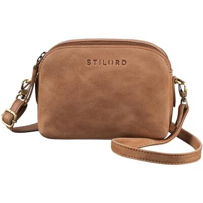STILORD Nina Kleine Umhängetasche Damen Leder Tasche Brustbeutel Mini Handtasche Vintage Clutch Handytasche bis 7 Zoll Ledertasche Retro Abendtasche Damen Farbe:taranto braun STILORD Nina Kleine Umhängetasche Damen Leder Tasche Brustbeutel Mini Handtasche Vintage Clutch Handytasche bis 7 Zoll Ledertasche Retro Abendtasche Damen Farbe:taranto braun