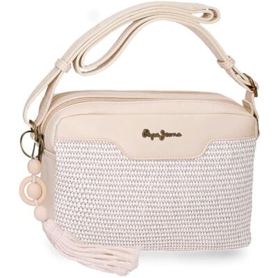 Pepe Jeans Clara Schultertasche mit zwei Fächern, Beige, 24x16x7 cm, Polyester und PU von Joumma Bags Pepe Jeans Clara Schultertasche mit zwei Fächern, Beige, 24x16x7 cm, Polyester und PU von Joumma Bags