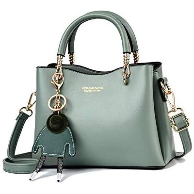 NICOLE & DORIS Damen Handtasche mit großer Kapazität PU Leder Schultertasche Shopper Casual Umhängetasche Designer Tasche mit Anhänger Grün NICOLE & DORIS Damen Handtasche mit großer Kapazität PU Leder Schultertasche Shopper Casual Umhängetasche Designer Tasche mit Anhänger Grün