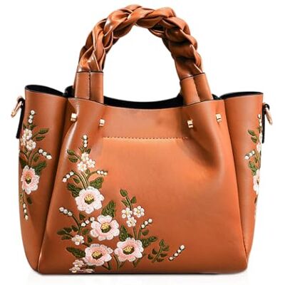 NICOLE & DORIS Elegant Handtasche Damen Shopper Tote PU-Leder Henkeltasche Frauen Schultertasche Bestickte Umhängetasche für Arbeit Schule Shoppin NICOLE & DORIS Elegant Handtasche Damen Shopper Tote PU-Leder Henkeltasche Frauen Schultertasche Bestickte Umhängetasche für Arbeit Schule Shoppin