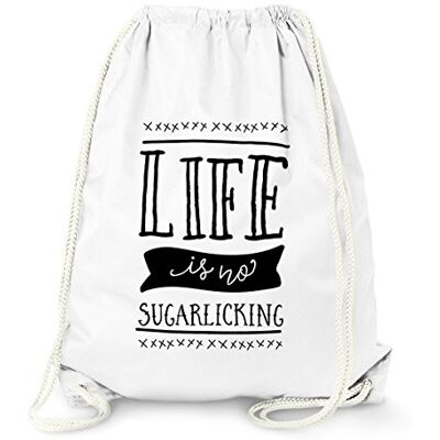 MoonWorks witziger Turnbeutel Life is no sugarlicking Sprüche Spruch Turn-Beutel Tasche Jutebeutel Gymbag Weiss unisize MoonWorks witziger Turnbeutel Life is no sugarlicking Sprüche Spruch Turn-Beutel Tasche Jutebeutel Gymbag Weiss unisize
