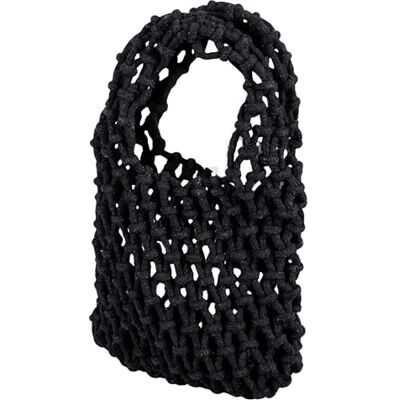 Tivoli Mini Strandtasche geflochten aus Baumwolle 15x30 cm schwarz Makramee Tivoli Mini Strandtasche geflochten aus Baumwolle 15x30 cm schwarz Makramee