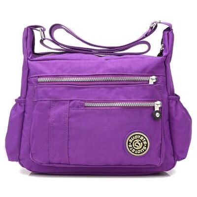 NICOLE & DORIS Damen Umhängetasche Lässige Schultertasche Frauen Handtasche Reißverschluss Tasche mit Mehreren Taschen Crossbody Messenger Bag Nylon Dunkelviolett NICOLE & DORIS Damen Umhängetasche Lässige Schultertasche Frauen Handtasche Reißverschluss Tasche mit Mehreren Taschen Crossbody Messenger Bag Nylon Dunkelviolett
