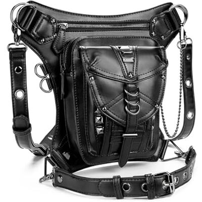 YXINAER Sport Beintasche Damen Gürteltasche, Motorrad-Hüfttasche, Beintaschen, Steampunk-Holster, Umhängetasche, Herren, PU-Leder, Umhängetaschen YXINAER Sport Beintasche Damen Gürteltasche, Motorrad-Hüfttasche, Beintaschen, Steampunk-Holster, Umhängetasche, Herren, PU-Leder, Umhängetaschen