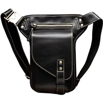 XPJYUA Beintasche Motorrad mit wasserabweisendem Material 25cm Retro Textur Leder Bein Tasche Leder Tasche Freizeit Schulter Messenger Tasche Leder Herren Motorrad Tasche(Black) XPJYUA Beintasche Motorrad mit wasserabweisendem Material 25cm Retro Textur Leder Bein Tasche Leder Tasche Freizeit Schulter Messenger Tasche Leder Herren Motorrad Tasche(Black)