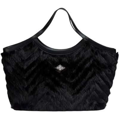 Replay Damen Handtasche mit Kunstfell, Black 0098 (Schwarz), Einheitsgröße Replay Damen Handtasche mit Kunstfell, Black 0098 (Schwarz), Einheitsgröße