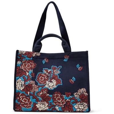 Amazon Damen Jacquard-Tragetasche, Einkaufstasche, Marineblau Floral, Einheitsgröße Amazon Damen Jacquard-Tragetasche, Einkaufstasche, Marineblau Floral, Einheitsgröße