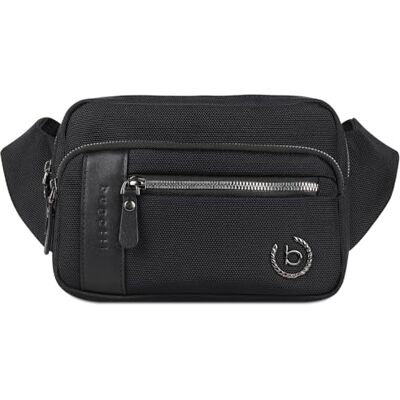 Bugatti Nero, hochwertige Bauchtasche mit Lederakzenten, Hüfttasche, Gürteltasche, Schwarz Bugatti Nero, hochwertige Bauchtasche mit Lederakzenten, Hüfttasche, Gürteltasche, Schwarz