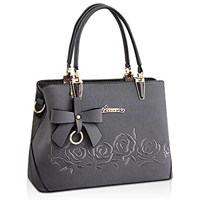 NICOLE & DORIS Frauen Handtasche Elegant Schultertasche Damen Blumen Umhängetasche PU Leder Henkeltasche mit Schleife für Arbeiten Reisen Shopper NICOLE & DORIS Frauen Handtasche Elegant Schultertasche Damen Blumen Umhängetasche PU Leder Henkeltasche mit Schleife für Arbeiten Reisen Shopper
