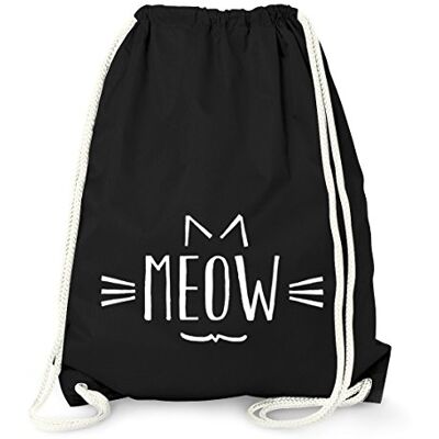 MoonWorks Turnbeutel Katze Meow Miau Cat Tier Schwarz unisize MoonWorks Turnbeutel Katze Meow Miau Cat Tier Schwarz unisize