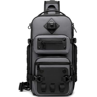 FANDARE Taktisch Brusttasche für Herren Bauchtasche Schultertasche Crossbody Sling Bag mit Stativhalterung Umhängetaschen Verstellbare Schultergurte für Wandern Reisen Crossover Daypacks Dunkelgrau FANDARE Taktisch Brusttasche für Herren Bauchtasche Schultertasche Crossbody Sling Bag mit Stativhalterung Umhängetaschen Verstellbare Schultergurte für Wandern Reisen Crossover Daypacks Dunkelgrau