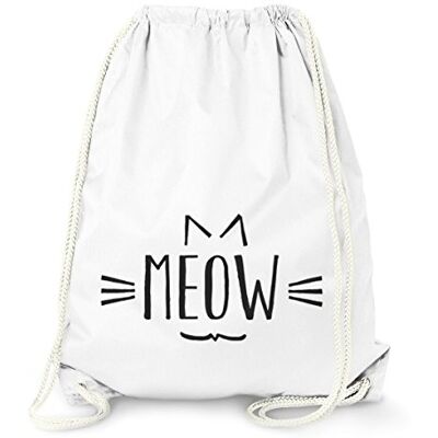 MoonWorks Turnbeutel Katze Meow Miau Cat Tier Weiss unisize MoonWorks Turnbeutel Katze Meow Miau Cat Tier Weiss unisize