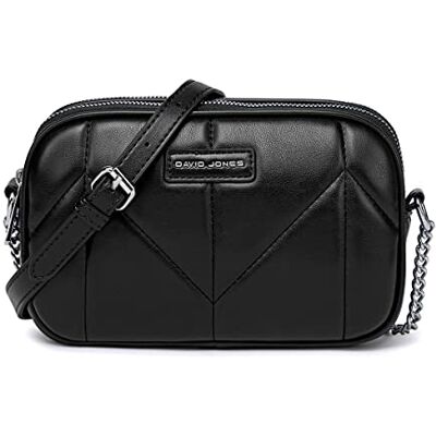 David Jones Dämen Kleine Umhängetasche Mini Crossbody Bag PU Leder Handtasche 2 Fächern mit Reißverschluss Gesteppte Tasche Kette Schultertasche Abendtasche Elegant Stilvoll Schwarz David Jones Dämen Kleine Umhängetasche Mini Crossbody Bag PU Leder Handtasche 2 Fächern mit Reißverschluss Gesteppte Tasche Kette Schultertasche Abendtasche Elegant Stilvoll Schwarz