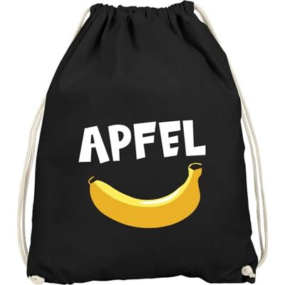 MoonWorks ® Turnbeutel lustiger Aufdruck Apfel Banane Witz Scherz Nonsens Gymbag Schwarz unisize MoonWorks ® Turnbeutel lustiger Aufdruck Apfel Banane Witz Scherz Nonsens Gymbag Schwarz unisize