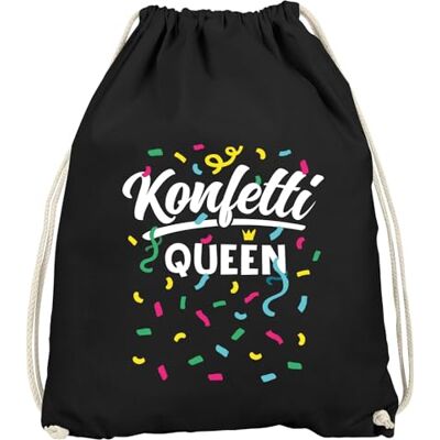MoonWorks ® Turnbeutel Konfetti Queen Aufdruck Accessoires Fasching Karneval Gadgets Spruch lustig Faschingsartikel Tasche Gymbag Schwarz unisize MoonWorks ® Turnbeutel Konfetti Queen Aufdruck Accessoires Fasching Karneval Gadgets Spruch lustig Faschingsartikel Tasche Gymbag Schwarz unisize
