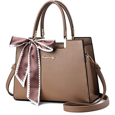 NICOLE & DORIS Elegante Handtaschen Damen Shopper Schultertasche Tote Handtasche PU Leder Mittelgroß Tasche mit Griff Frauen Umhängetasche mit DREI Fächern Khaki NICOLE & DORIS Elegante Handtaschen Damen Shopper Schultertasche Tote Handtasche PU Leder Mittelgroß Tasche mit Griff Frauen Umhängetasche mit DREI Fächern Khaki