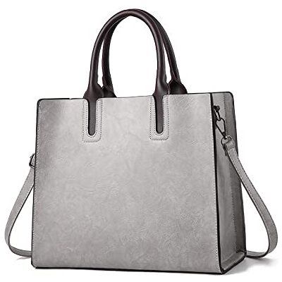 NICOLE & DORIS Groß Handtasche Damen Shopper Tasche Umhängetasche Damen Gross Retro Schultertasche Leder Tragetasche Tote für Büro Arbeit Schule Reisen Grau NICOLE & DORIS Groß Handtasche Damen Shopper Tasche Umhängetasche Damen Gross Retro Schultertasche Leder Tragetasche Tote für Büro Arbeit Schule Reisen Grau