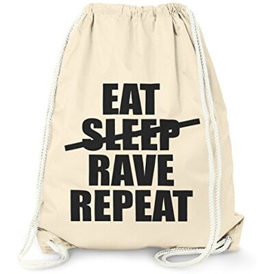 MoonWorks cooler Techno Turnbeutel, Eat Sleep Rave Repeat, Party Festival Beutel Tasche aus stabiler Baumwolle, Gymbag Natur unisize MoonWorks cooler Techno Turnbeutel, Eat Sleep Rave Repeat, Party Festival Beutel Tasche aus stabiler Baumwolle, Gymbag Natur unisize