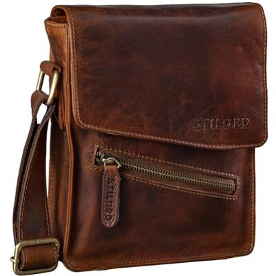 STILORD Umhängetasche aus Leder Cognac 8 Zoll Schultertasche Vintage Ledertasche für Männer Herren Messenger Bag Steve STILORD Umhängetasche aus Leder Cognac 8 Zoll Schultertasche Vintage Ledertasche für Männer Herren Messenger Bag Steve