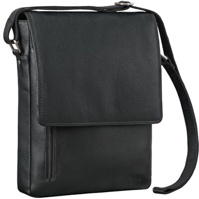 ROYALZ Herren Umhängetasche Leder Schultertasche Kansas Vintage Ledertasche 13-14 Zoll Laptop-Tasche Echtleder Mittel-groß DIN A4 Messenger Bag für Männer;Farbe:Schwarz ROYALZ Herren Umhängetasche Leder Schultertasche Kansas Vintage Ledertasche 13-14 Zoll Laptop-Tasche Echtleder Mittel-groß DIN A4 Messenger Bag für Männer;Farbe:Schwarz