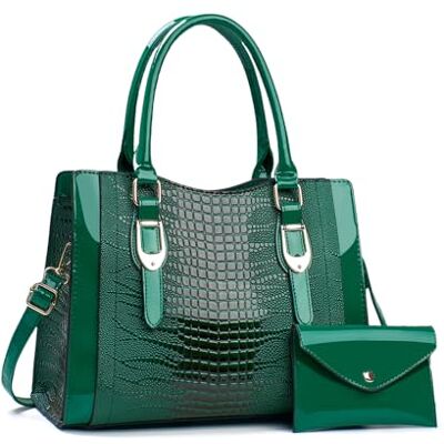 NICOLE & DORIS Elegante Handtasche Damen Schöne Tasche mit Geldbörse Umhängetasche Lackleder Schultertasche Tote Bag für Büro Reise Einkauf NICOLE & DORIS Elegante Handtasche Damen Schöne Tasche mit Geldbörse Umhängetasche Lackleder Schultertasche Tote Bag für Büro Reise Einkauf