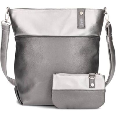 Zwei Damen Umhängetasche Jana J12 Crossbody Bag 9 L Handtasche Bicolor Canvas-Stil passender Kosmetikbeutel extra Schultergurt & Schlüsselband, Schultertasche DIN-A4 passend Zwei Damen Umhängetasche Jana J12 Crossbody Bag 9 L Handtasche Bicolor Canvas-Stil passender Kosmetikbeutel extra Schultergurt & Schlüsselband, Schultertasche DIN-A4 passend
