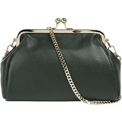 Cluty Damen Abendtasche Echt Leder Made in Italy elegante 2in1 Clutch wandelbare Schultertasche mit Bügelverschluss Cluty Damen Abendtasche Echt Leder Made in Italy elegante 2in1 Clutch wandelbare Schultertasche mit Bügelverschluss