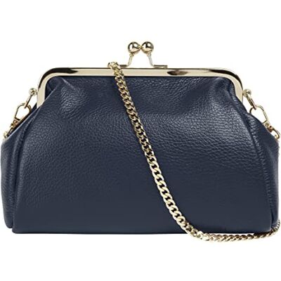 Cluty Damen Abendtasche Echt Leder Made in Italy elegante 2in1 Clutch wandelbare Schultertasche mit Bügelverschluss Cluty Damen Abendtasche Echt Leder Made in Italy elegante 2in1 Clutch wandelbare Schultertasche mit Bügelverschluss