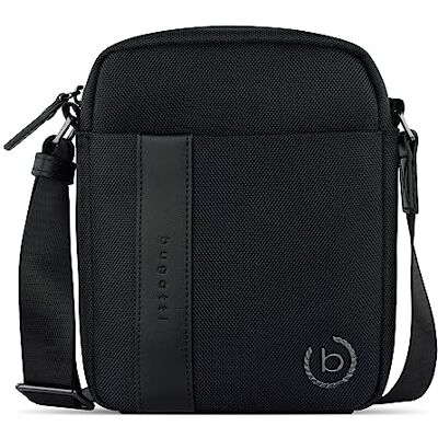 Bugatti Nero, Herren Umhängetasche mit Lederakzenten, Schultertasche, Messenger Bag, schwarz Bugatti Nero, Herren Umhängetasche mit Lederakzenten, Schultertasche, Messenger Bag, schwarz