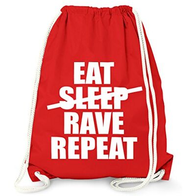 MoonWorks cooler Techno Turnbeutel, Eat Sleep Rave Repeat, Party Festival Beutel Tasche aus stabiler Baumwolle, Gymbag Rot unisize MoonWorks cooler Techno Turnbeutel, Eat Sleep Rave Repeat, Party Festival Beutel Tasche aus stabiler Baumwolle, Gymbag Rot unisize