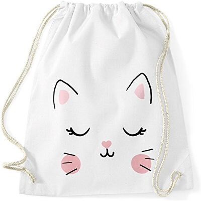 MoonWorks Turnbeutel Katze Katzengesicht Cat Tiergesichter Gymbag Weiss unisize MoonWorks Turnbeutel Katze Katzengesicht Cat Tiergesichter Gymbag Weiss unisize