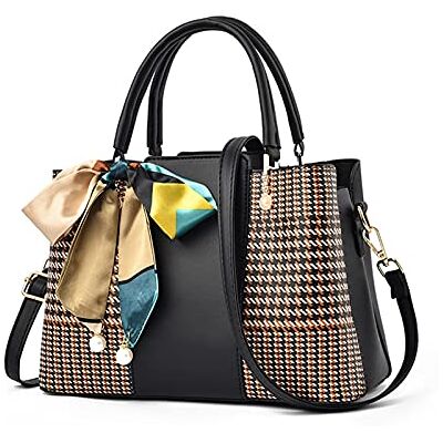 NICOLE & DORIS Elegante Tasche Damen Designer Schultertaschen Mode Handtasche Tasche mit Gewebtem Muster PU Leder Tote Bag Frauen Umhängetasche mit Anhänger Schwarz NICOLE & DORIS Elegante Tasche Damen Designer Schultertaschen Mode Handtasche Tasche mit Gewebtem Muster PU Leder Tote Bag Frauen Umhängetasche mit Anhänger Schwarz