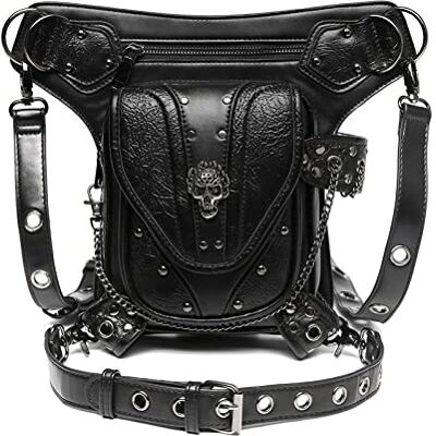 YOUNAFEN Steampunk Hüfttasche PU Motorrad Taille Schulter Tasche Oberschenkel Tasche Bein Hüfttasche Tasche Reise Kette Kuriertasche YOUNAFEN Steampunk Hüfttasche PU Motorrad Taille Schulter Tasche Oberschenkel Tasche Bein Hüfttasche Tasche Reise Kette Kuriertasche
