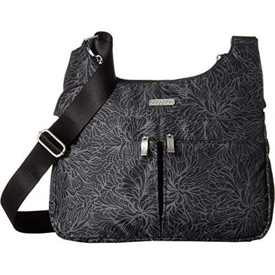 Baggallini Damen Cross-Over-Crossbody-Tasche, 28 X 21 cm, Mittelgroß, Leicht, Wasserabweisend, Nylon, Organisierte Handtasche Umwandelbare Umhängetasche, Midnight Blossom Print Baggallini Damen Cross-Over-Crossbody-Tasche, 28 X 21 cm, Mittelgroß, Leicht, Wasserabweisend, Nylon, Organisierte Handtasche Umwandelbare Umhängetasche, Midnight Blossom Print