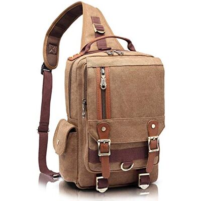 KAUKKO Canvas Herren Brusttasche Casual Schultertaschen Handtasche Satchel Schultasche Daypack, khaki, Einheitsgröße KAUKKO Canvas Herren Brusttasche Casual Schultertaschen Handtasche Satchel Schultasche Daypack, khaki, Einheitsgröße