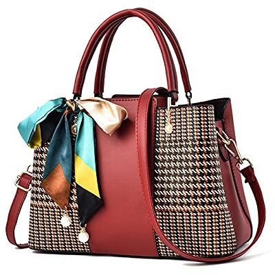 NICOLE & DORIS Elegante Tasche Damen Designer Schultertaschen Mode Handtasche Tasche mit Gewebtem Muster PU Leder Tote Bag Frauen Umhängetasche mit Anhänger Rotwein NICOLE & DORIS Elegante Tasche Damen Designer Schultertaschen Mode Handtasche Tasche mit Gewebtem Muster PU Leder Tote Bag Frauen Umhängetasche mit Anhänger Rotwein