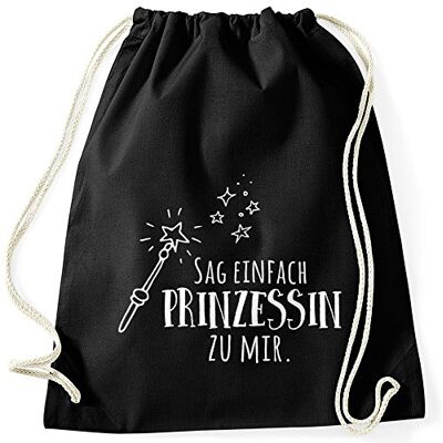 MoonWorks ® Turnbeutel, Sag einfach Prinzessin zu mir, Beutel Tasche aus Baumwolle mit Spruch, Gymsac Schwarz unisize MoonWorks ® Turnbeutel, Sag einfach Prinzessin zu mir, Beutel Tasche aus Baumwolle mit Spruch, Gymsac Schwarz unisize