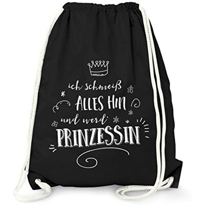 MoonWorks witziger Turnbeutel ich schmeiß alles hin und werd Prinzessin Sprüche Spruch Turn-Beutel Tasche Gymbag Schwarz unisize MoonWorks witziger Turnbeutel ich schmeiß alles hin und werd Prinzessin Sprüche Spruch Turn-Beutel Tasche Gymbag Schwarz unisize