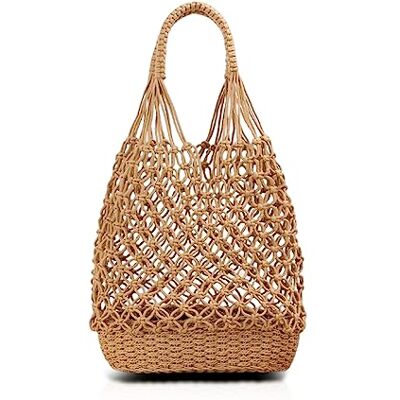 NICOLE & DORIS Damen Strandtasche Groß Mesh Handtaschen Stroh Schultertasche Leichte Shopper Tasche Sommer Strandtasche Gewebt Einkaufstasche Tote Bag für Strand Familie Reise Khaki NICOLE & DORIS Damen Strandtasche Groß Mesh Handtaschen Stroh Schultertasche Leichte Shopper Tasche Sommer Strandtasche Gewebt Einkaufstasche Tote Bag für Strand Familie Reise Khaki