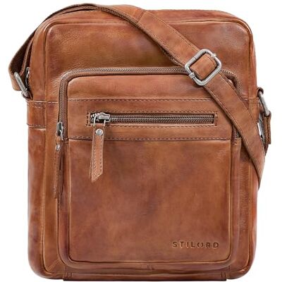 STILORD Ringo Leder Umhängetasche Herren Schultertasche Vintage Crossbody Bag Retro Tasche mit vielen Fächern Männer Ledertasche Herrentasche zum Umhängen Farbe:Brandy Cognac STILORD Ringo Leder Umhängetasche Herren Schultertasche Vintage Crossbody Bag Retro Tasche mit vielen Fächern Männer Ledertasche Herrentasche zum Umhängen Farbe:Brandy Cognac