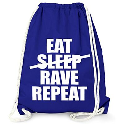 MoonWorks cooler Techno Turnbeutel, Eat Sleep Rave Repeat, Party Festival Beutel Tasche aus stabiler Baumwolle, Gymbag Blau unisize MoonWorks cooler Techno Turnbeutel, Eat Sleep Rave Repeat, Party Festival Beutel Tasche aus stabiler Baumwolle, Gymbag Blau unisize